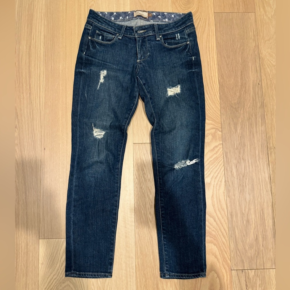Paige Distressed Skinny Jeans Size 27 Medium Wash